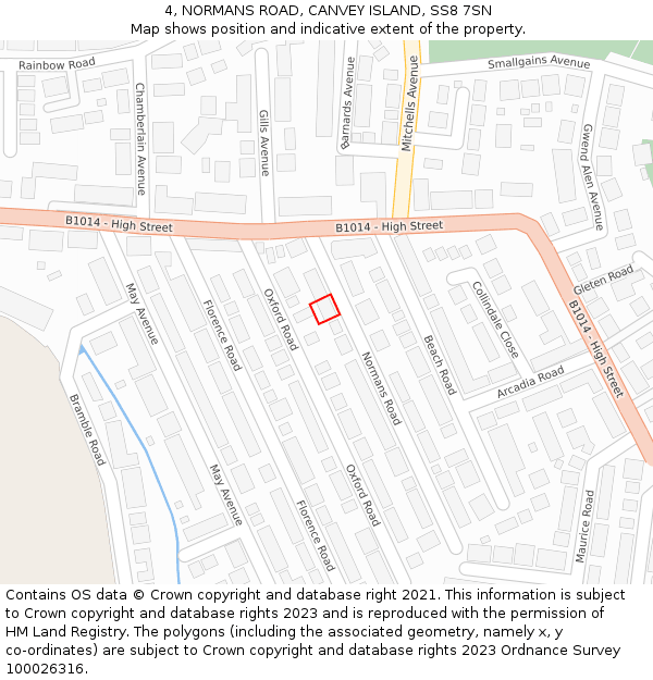 4, NORMANS ROAD, CANVEY ISLAND, SS8 7SN: Location map and indicative extent of plot