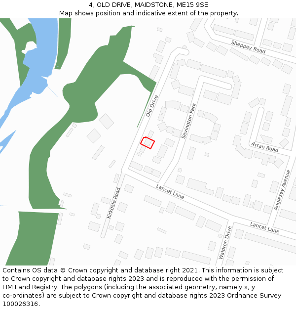 4, OLD DRIVE, MAIDSTONE, ME15 9SE: Location map and indicative extent of plot