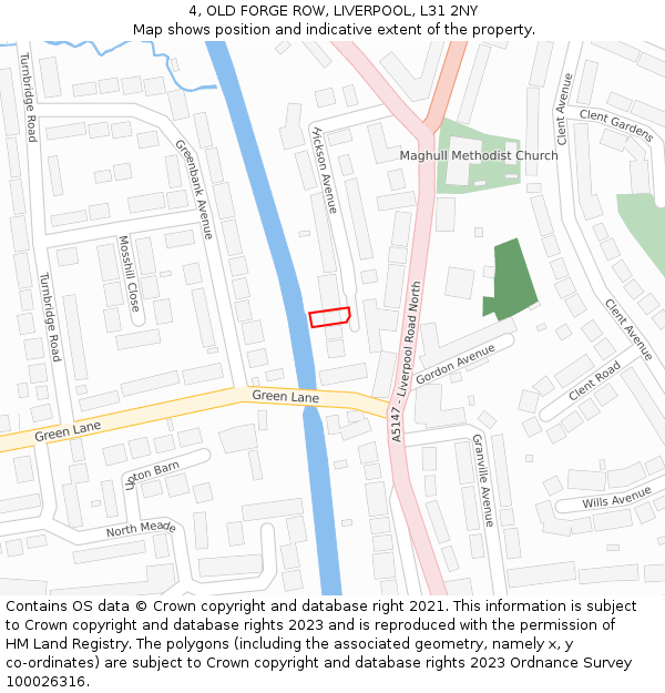 4, OLD FORGE ROW, LIVERPOOL, L31 2NY: Location map and indicative extent of plot