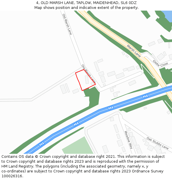 4, OLD MARSH LANE, TAPLOW, MAIDENHEAD, SL6 0DZ: Location map and indicative extent of plot