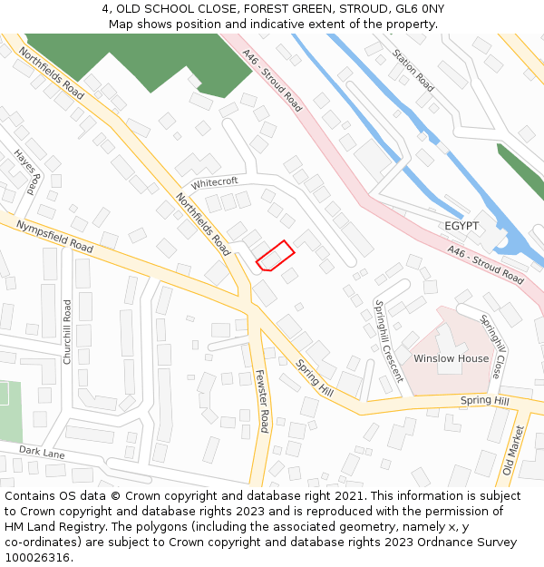 4, OLD SCHOOL CLOSE, FOREST GREEN, STROUD, GL6 0NY: Location map and indicative extent of plot