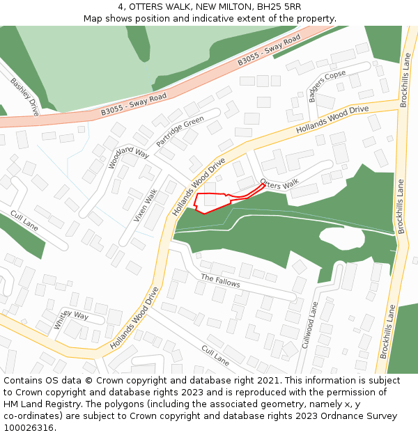 4, OTTERS WALK, NEW MILTON, BH25 5RR: Location map and indicative extent of plot