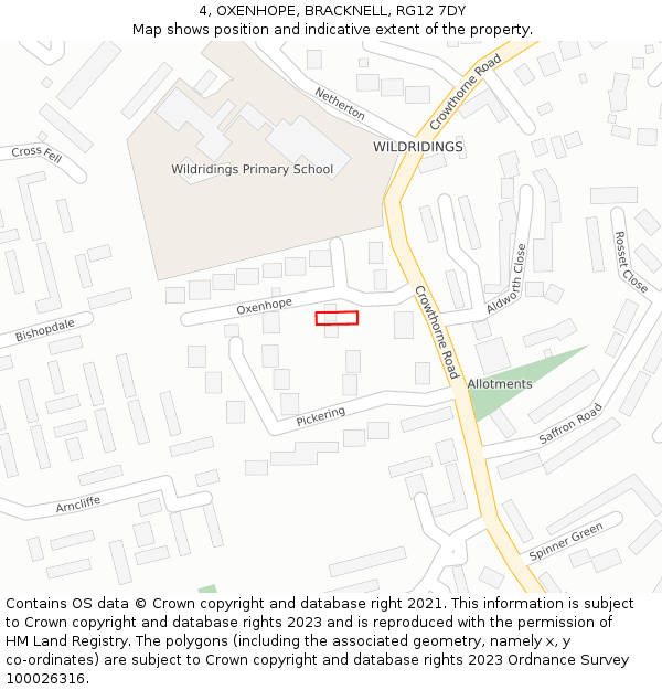 4, OXENHOPE, BRACKNELL, RG12 7DY: Location map and indicative extent of plot