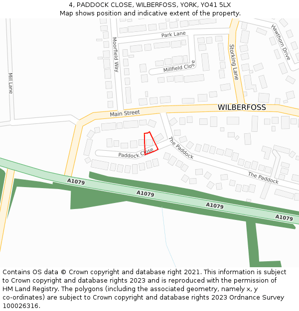 4, PADDOCK CLOSE, WILBERFOSS, YORK, YO41 5LX: Location map and indicative extent of plot