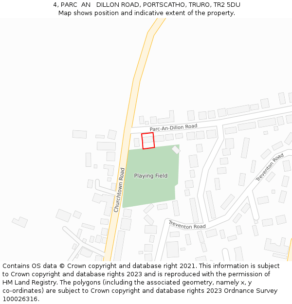 4, PARC  AN   DILLON ROAD, PORTSCATHO, TRURO, TR2 5DU: Location map and indicative extent of plot