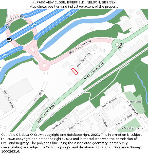 4, PARK VIEW CLOSE, BRIERFIELD, NELSON, BB9 5SX: Location map and indicative extent of plot