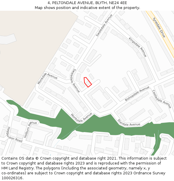 4, PELTONDALE AVENUE, BLYTH, NE24 4EE: Location map and indicative extent of plot