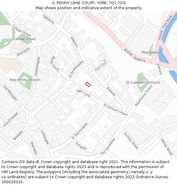 4, PENNY LANE COURT, YORK, YO1 7DG: Location map and indicative extent of plot