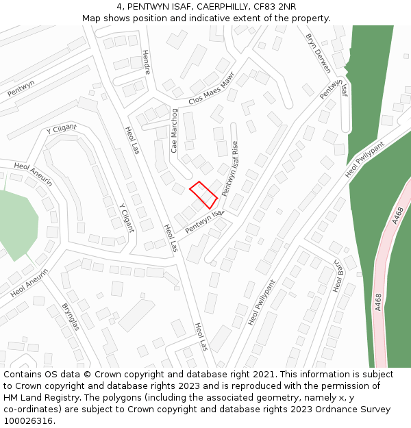 4, PENTWYN ISAF, CAERPHILLY, CF83 2NR: Location map and indicative extent of plot