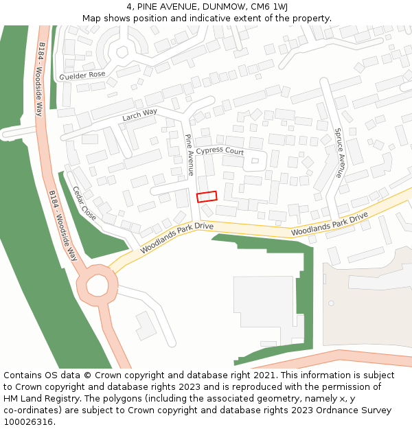 4, PINE AVENUE, DUNMOW, CM6 1WJ: Location map and indicative extent of plot