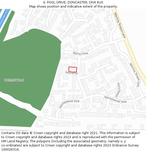 4, POOL DRIVE, DONCASTER, DN4 6UX: Location map and indicative extent of plot