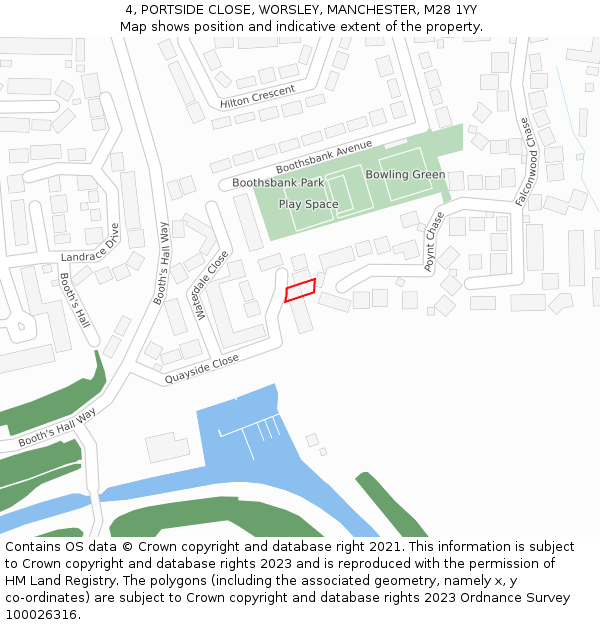 4, PORTSIDE CLOSE, WORSLEY, MANCHESTER, M28 1YY: Location map and indicative extent of plot