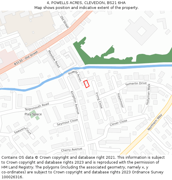 4, POWELLS ACRES, CLEVEDON, BS21 6HA: Location map and indicative extent of plot