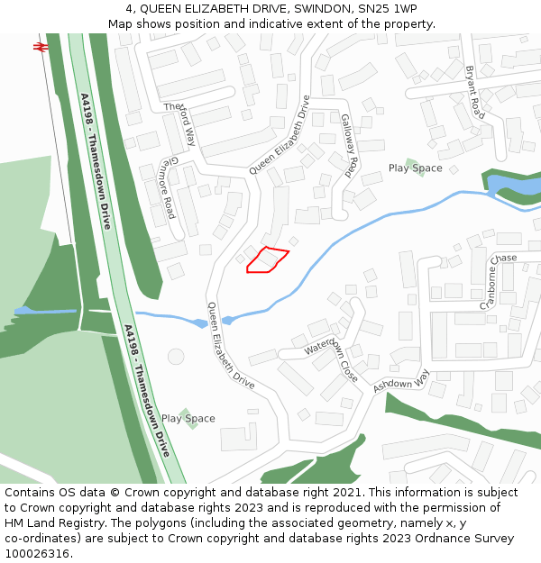 4, QUEEN ELIZABETH DRIVE, SWINDON, SN25 1WP: Location map and indicative extent of plot