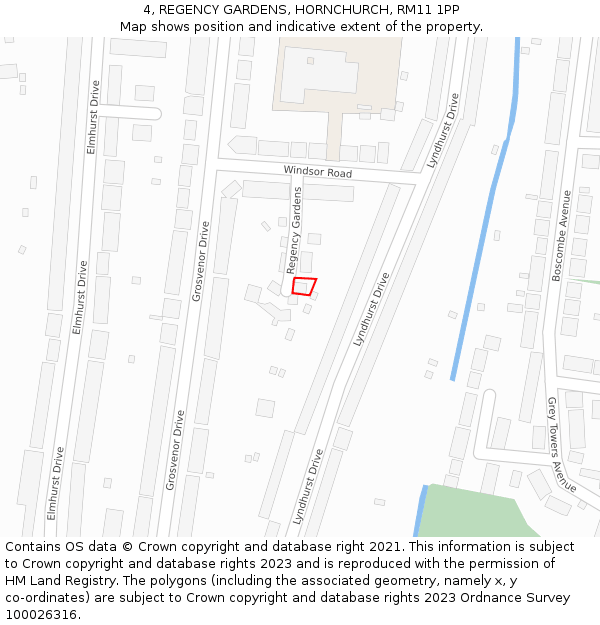 4, REGENCY GARDENS, HORNCHURCH, RM11 1PP: Location map and indicative extent of plot