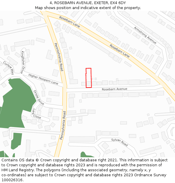 4, ROSEBARN AVENUE, EXETER, EX4 6DY: Location map and indicative extent of plot