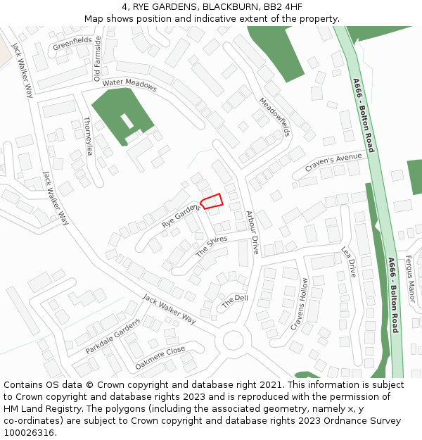 4, RYE GARDENS, BLACKBURN, BB2 4HF: Location map and indicative extent of plot