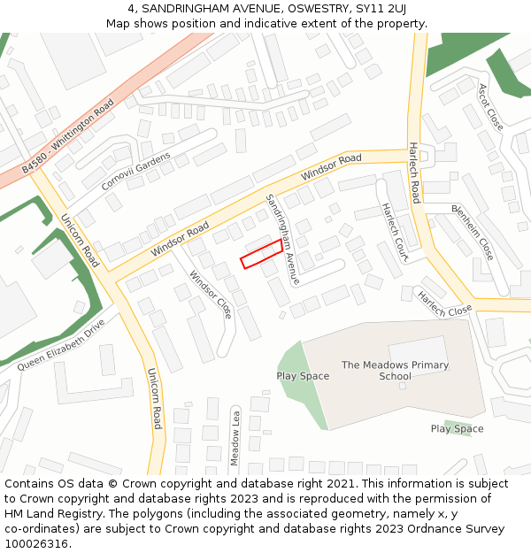 4, SANDRINGHAM AVENUE, OSWESTRY, SY11 2UJ: Location map and indicative extent of plot