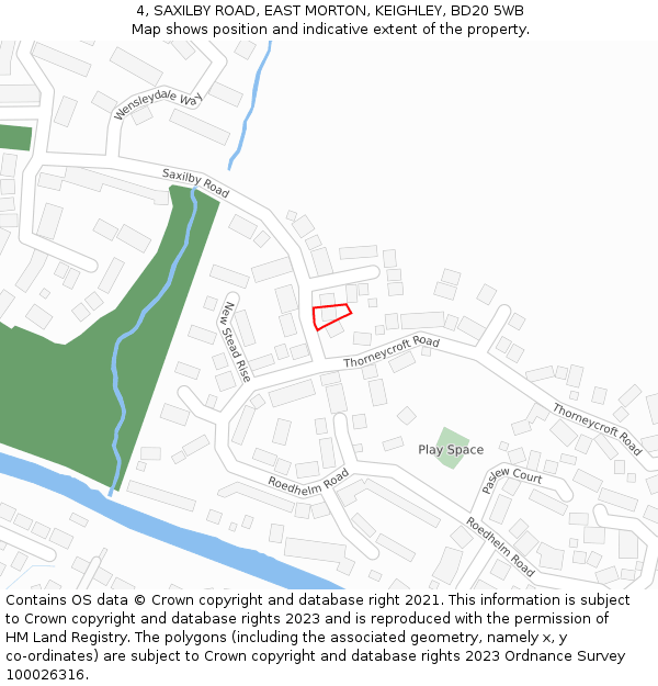 4, SAXILBY ROAD, EAST MORTON, KEIGHLEY, BD20 5WB: Location map and indicative extent of plot