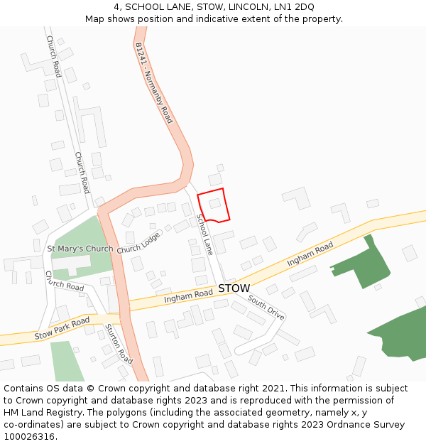 4, SCHOOL LANE, STOW, LINCOLN, LN1 2DQ: Location map and indicative extent of plot