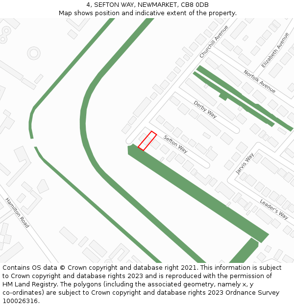 4, SEFTON WAY, NEWMARKET, CB8 0DB: Location map and indicative extent of plot