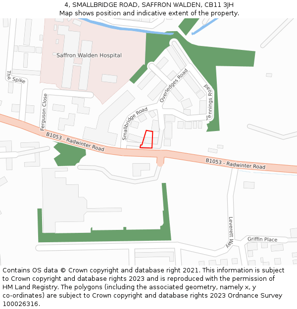 4, SMALLBRIDGE ROAD, SAFFRON WALDEN, CB11 3JH: Location map and indicative extent of plot