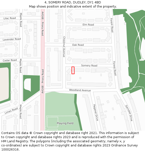 4, SOMERY ROAD, DUDLEY, DY1 4BD: Location map and indicative extent of plot