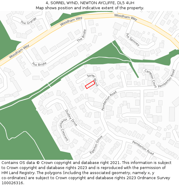 4, SORREL WYND, NEWTON AYCLIFFE, DL5 4UH: Location map and indicative extent of plot