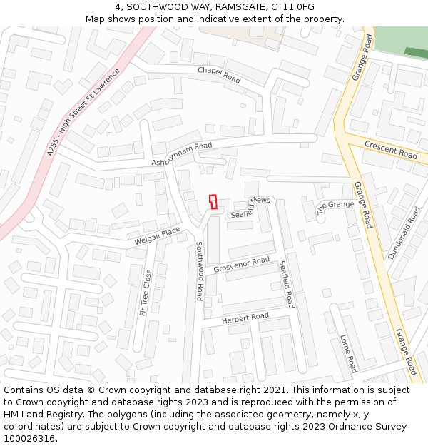 4, SOUTHWOOD WAY, RAMSGATE, CT11 0FG: Location map and indicative extent of plot