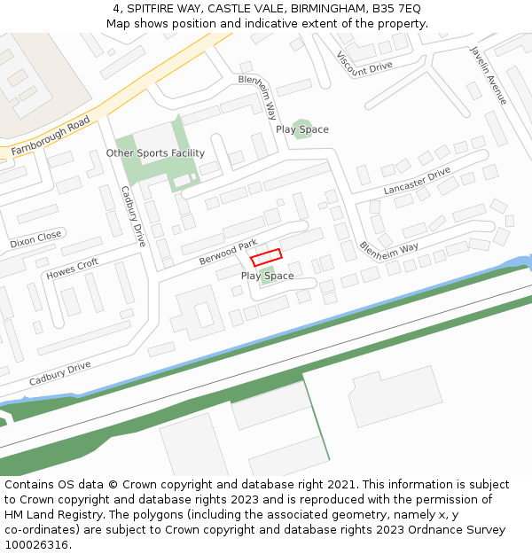 4, SPITFIRE WAY, CASTLE VALE, BIRMINGHAM, B35 7EQ: Location map and indicative extent of plot