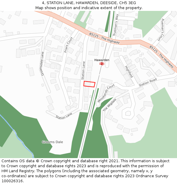 4, STATION LANE, HAWARDEN, DEESIDE, CH5 3EG: Location map and indicative extent of plot