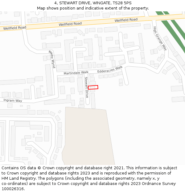 4, STEWART DRIVE, WINGATE, TS28 5PS: Location map and indicative extent of plot