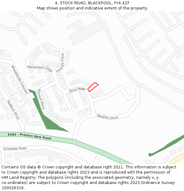 4, STOCK ROAD, BLACKPOOL, FY4 4ZF: Location map and indicative extent of plot