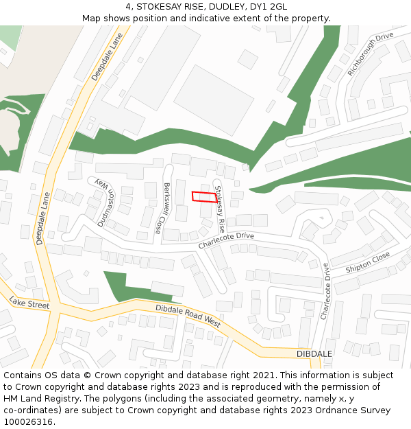 4, STOKESAY RISE, DUDLEY, DY1 2GL: Location map and indicative extent of plot