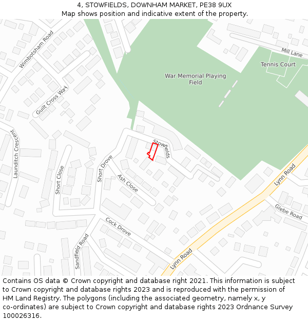 4, STOWFIELDS, DOWNHAM MARKET, PE38 9UX: Location map and indicative extent of plot