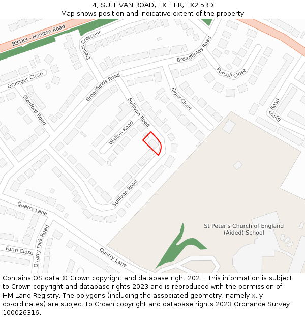 4, SULLIVAN ROAD, EXETER, EX2 5RD: Location map and indicative extent of plot