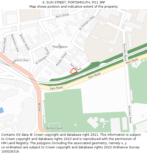 4, SUN STREET, PORTSMOUTH, PO1 3RP: Location map and indicative extent of plot