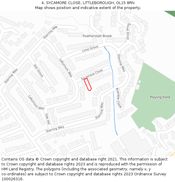 4, SYCAMORE CLOSE, LITTLEBOROUGH, OL15 8RN: Location map and indicative extent of plot