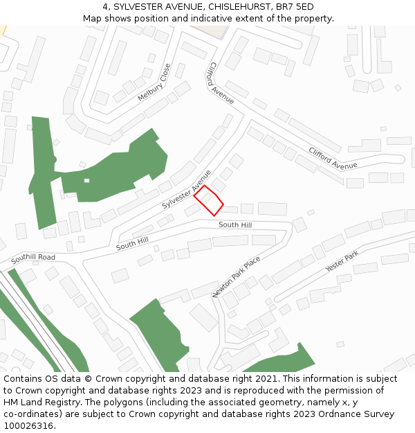 4, SYLVESTER AVENUE, CHISLEHURST, BR7 5ED: Location map and indicative extent of plot