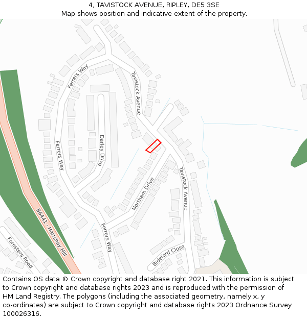 4, TAVISTOCK AVENUE, RIPLEY, DE5 3SE: Location map and indicative extent of plot