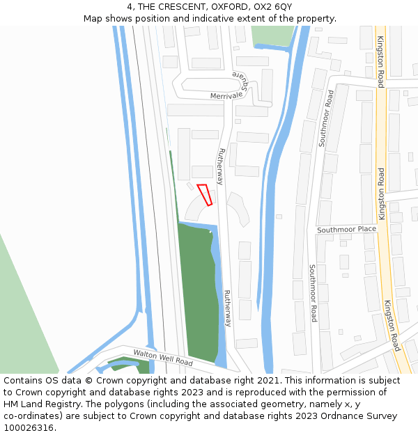 4, THE CRESCENT, OXFORD, OX2 6QY: Location map and indicative extent of plot