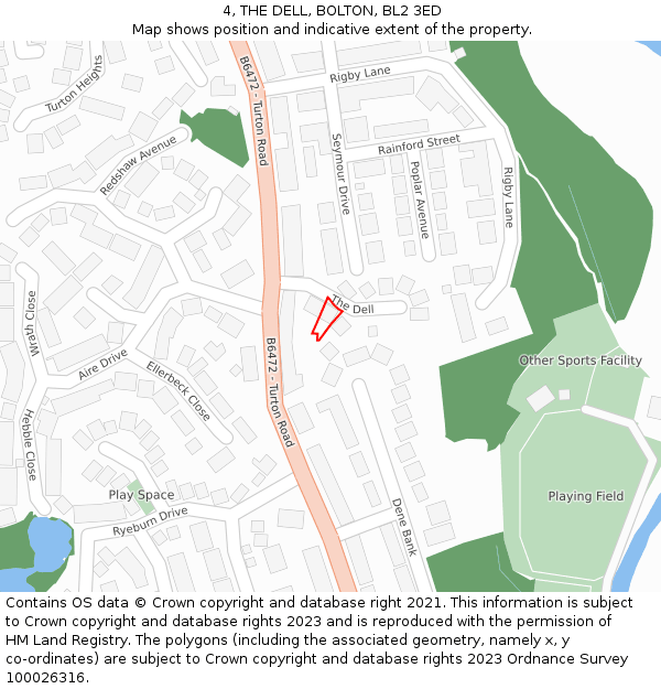 4, THE DELL, BOLTON, BL2 3ED: Location map and indicative extent of plot