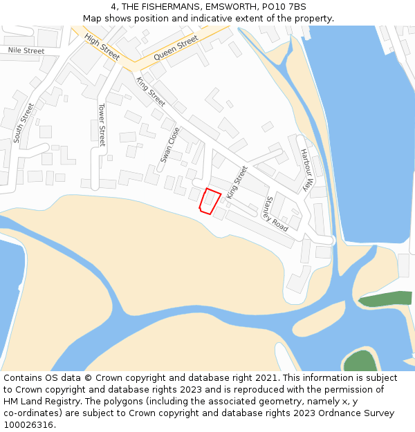 4, THE FISHERMANS, EMSWORTH, PO10 7BS: Location map and indicative extent of plot