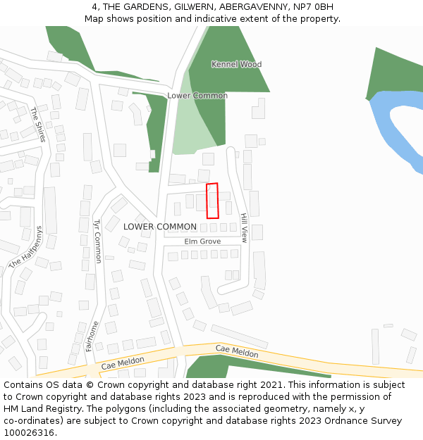 4, THE GARDENS, GILWERN, ABERGAVENNY, NP7 0BH: Location map and indicative extent of plot