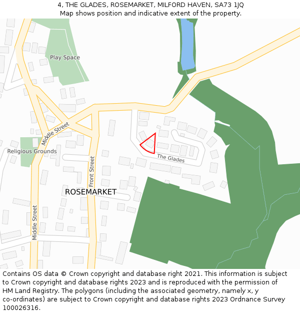 4, THE GLADES, ROSEMARKET, MILFORD HAVEN, SA73 1JQ: Location map and indicative extent of plot