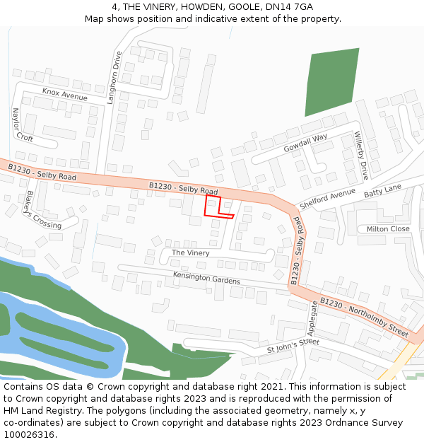 4, THE VINERY, HOWDEN, GOOLE, DN14 7GA: Location map and indicative extent of plot