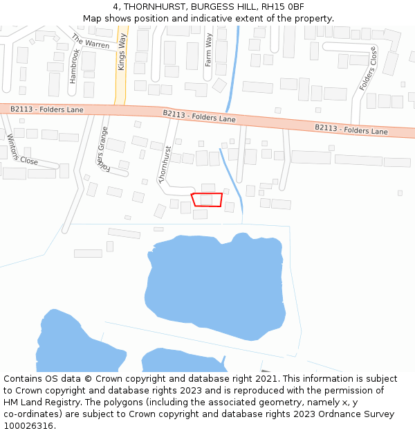 4, THORNHURST, BURGESS HILL, RH15 0BF: Location map and indicative extent of plot