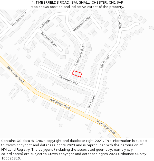 4, TIMBERFIELDS ROAD, SAUGHALL, CHESTER, CH1 6AP: Location map and indicative extent of plot