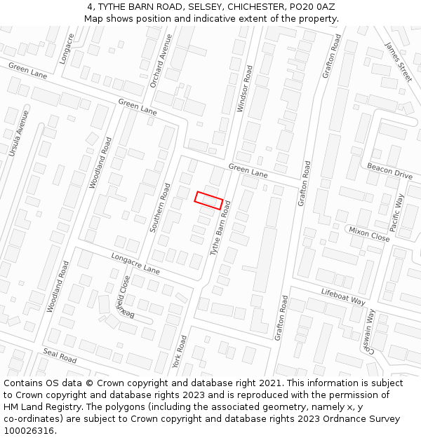 4, TYTHE BARN ROAD, SELSEY, CHICHESTER, PO20 0AZ: Location map and indicative extent of plot