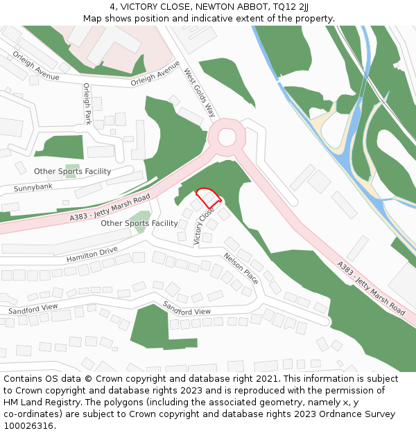 4, VICTORY CLOSE, NEWTON ABBOT, TQ12 2JJ: Location map and indicative extent of plot